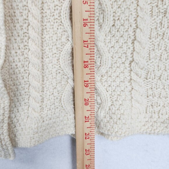 Paul James Sweater Women Medium Cream Wool Cable Knit Fisherman Cardigan England - Picture 5 of 9
